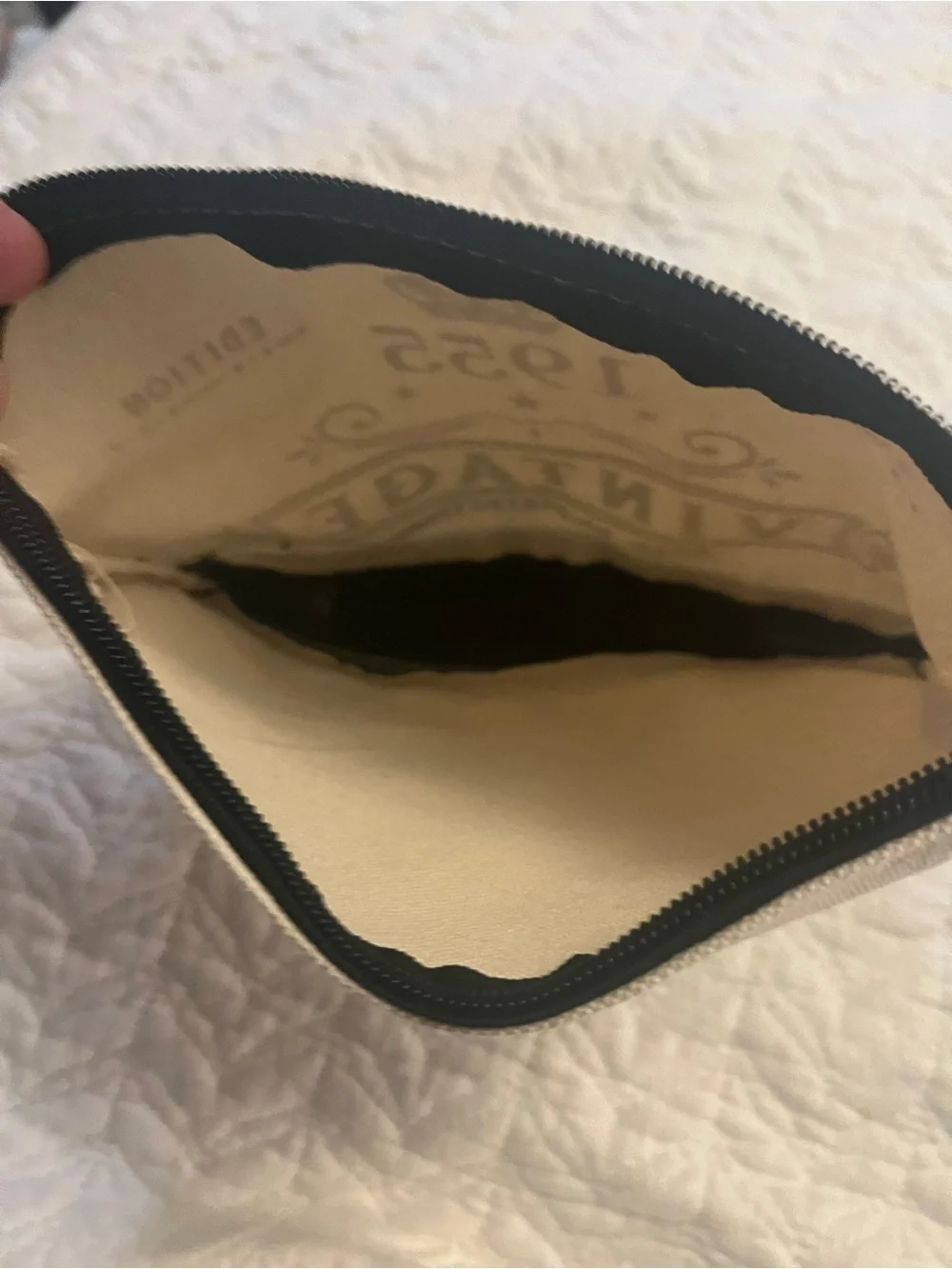 Vintage Canvas Pouch in Cream and Black